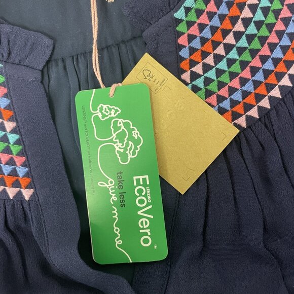 Boden Womens Yoke Midi Dress Size UK 14R US 10 R Navy Blue Embroidered D1130 NWT - Picture 5 of 12